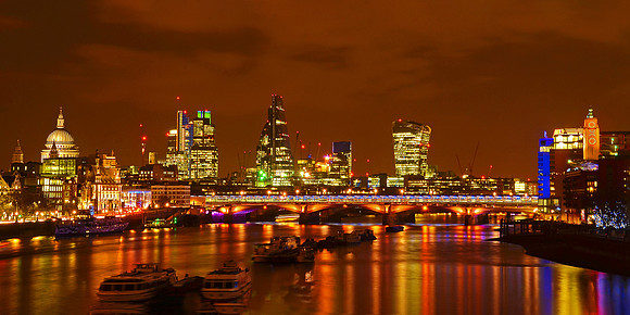 London at night from Waterloo bridge